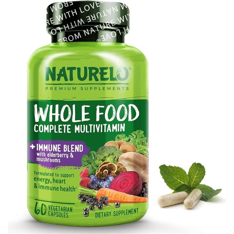 Naturelo Whole Food Complete Multivitamin + Immune Blend  60 Vegan Capsules | Daily Immune & Energy Support Multivitamin + Immune Support 60 Count (Pack Of 1)
