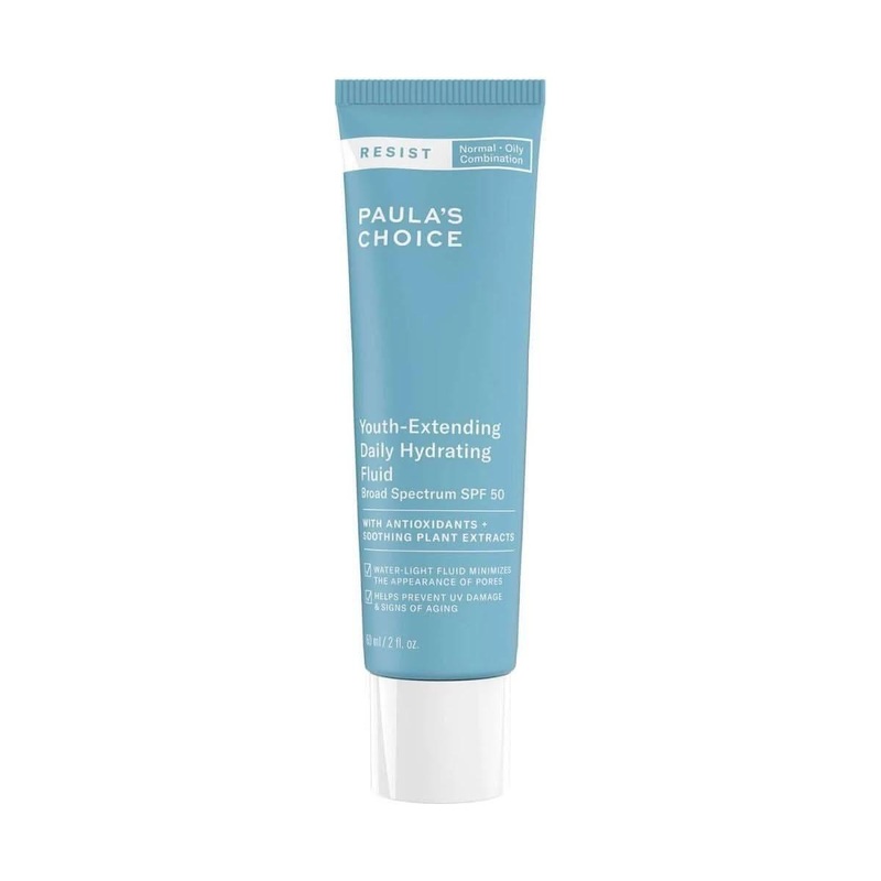 Paulas Choice Resist Youth-Extending Daily Hydrating Fluid SPF 50  60ml | Lightweight Anti-Ageing SPF for Oily & Blemish-Prone Skin
