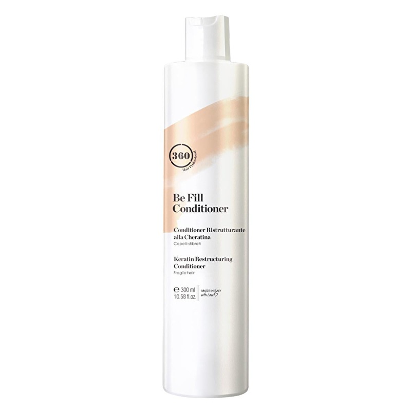 360 Hair Professional: Be Fill Keratin Hair Conditioner – Repairs & Strengthens Damaged Hair, Heat Protection, Olive Oil, Adds Shine & Elasticity – 300ml/10.14 fl oz