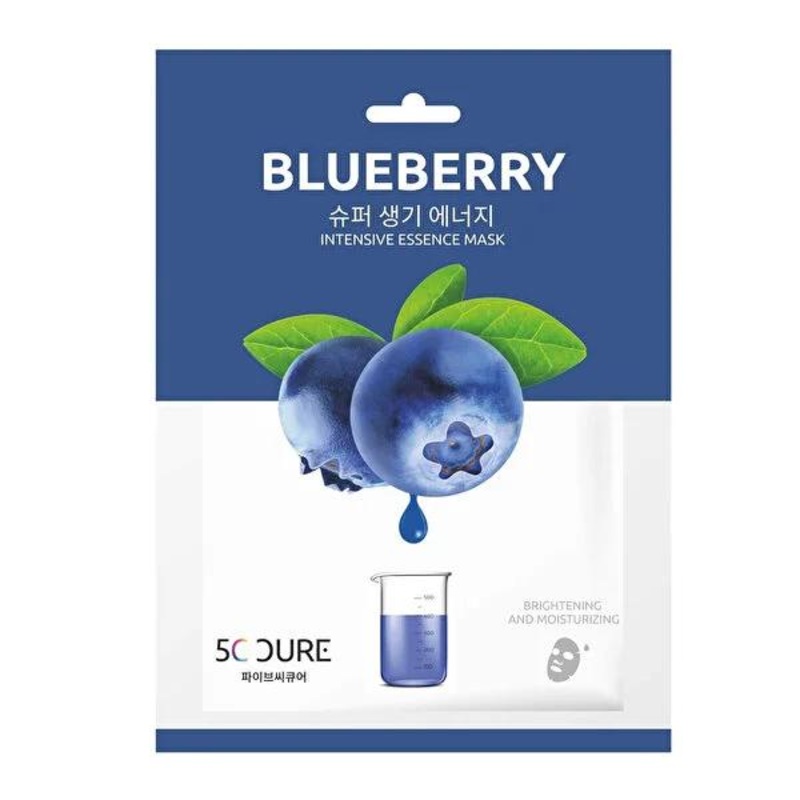5C Cure Blueberry Sheet Mask: Hydrating, Antioxidant-Rich Korean Beauty Mask for Revitalized, Elastic Skin – Vitamin Infused