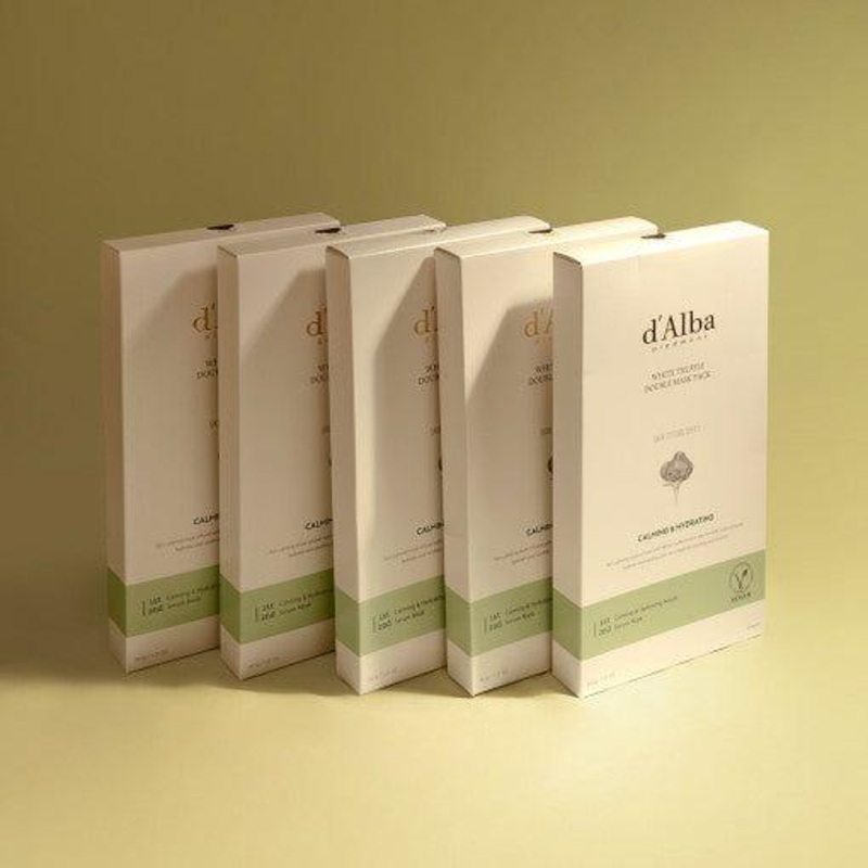 d’Alba White Truffle Double Mask Pack [Calming/Hydrating]  34.5g x 20ea | Intensive Soothing & Multi-Layer Hydration