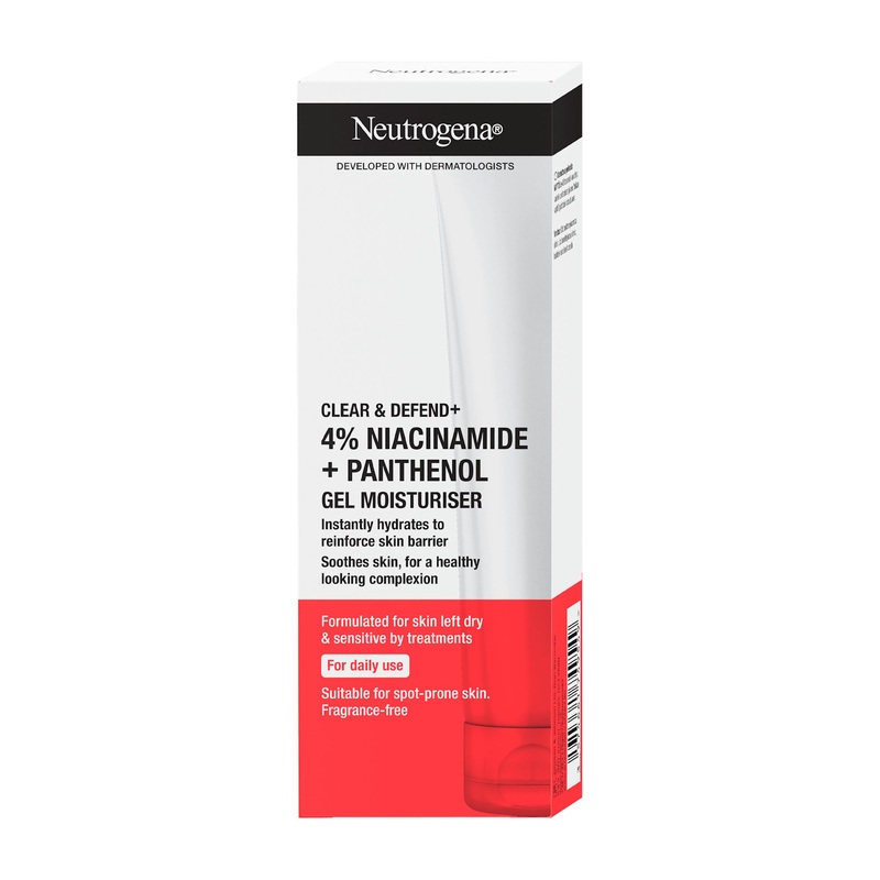 Neutrogena Clear & Defend+ 4% niacinamide + panthenol gel moisturizer, 50 mL