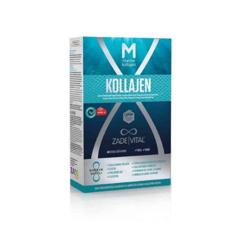 Zade Vital Marine Collagen Capsules: Boost Skin Health, Reduce Wrinkles & Improve Hydration – Hydrolyzed Fish Collagen, Hyaluronic Acid & Vitamin C