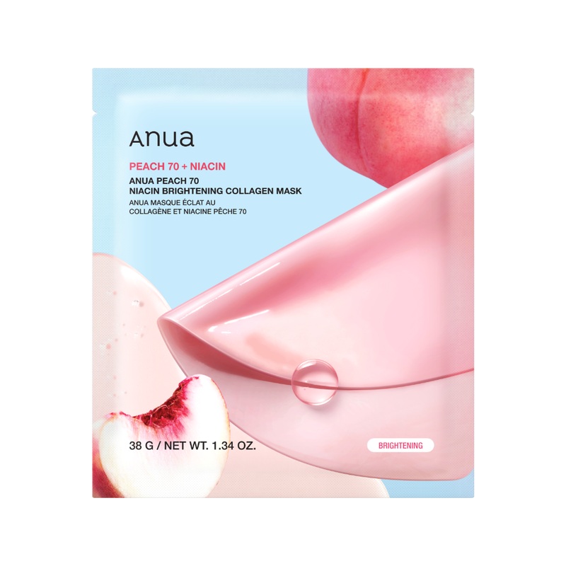 Anua Peach 70 Niacin Serum Mask  38g x 4 Count | Hydrating, Brightening & Firming Sheet Mask
