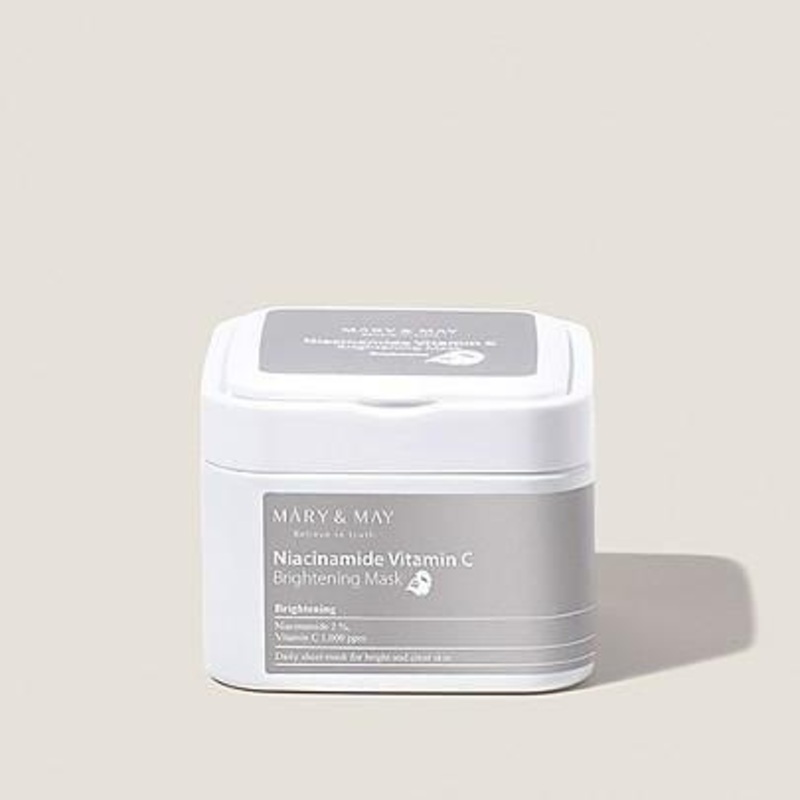 MARY & MAY Niacinamide Vitamin C Brightening Mask  30 Sheets | Daily Radiance & Hydration Sheet Masks for Even, Glowing Skin