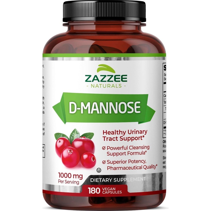 Zazzee D-Mannose Healthy Urinary Tract Support  180 Vegan Capsules | Pure, Fast-Acting UTI Relief & Prevention
