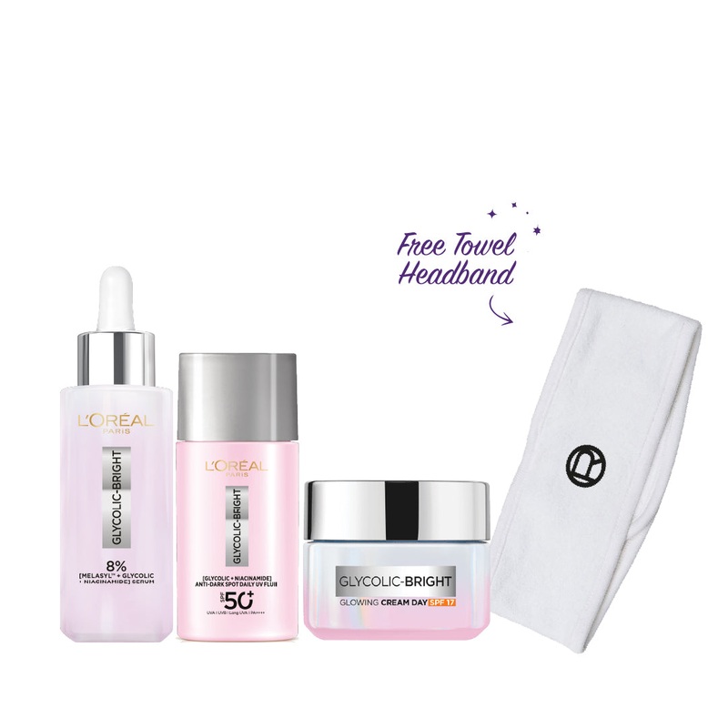 FREE Head Band -15% Glycolic Bright Melasyl Serum + UV Fluid + Day Cream