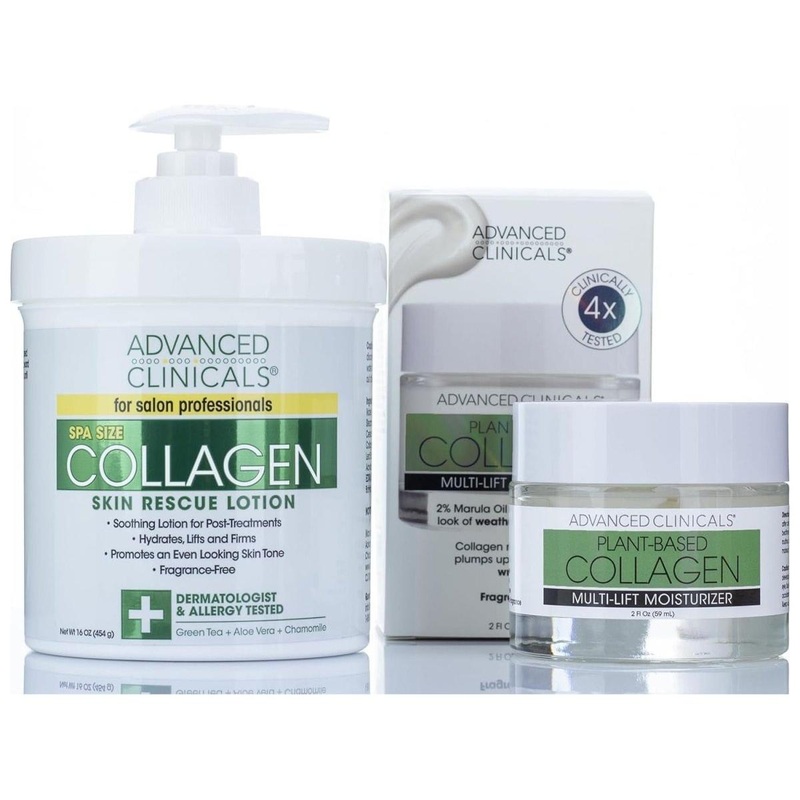 Advanced Clinicals Collagen Skin Rescue Lotion – Hydrating Anti-Aging Body & Face Cream for Wrinkles, Fine Lines & Dry Skin – 16 oz (454g) Collagen Face + Body Cream 1 Count (Pack Of 2)