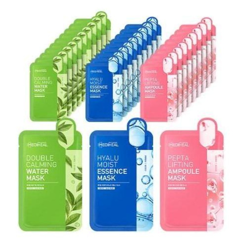 MEDIHEAL Facial Mask Set  30 Count | Soothing, Hydrating & Firming Sheet Masks for All Skin Types
