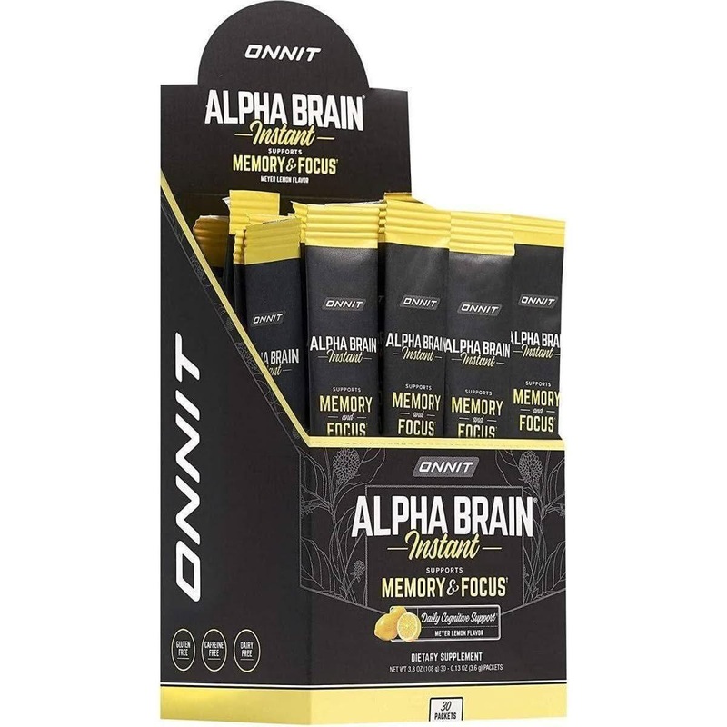 Onnit Alpha Brain Instant  Meyer Lemon Flavor | 30 Sachets | Nootropic Brain Booster Lemon