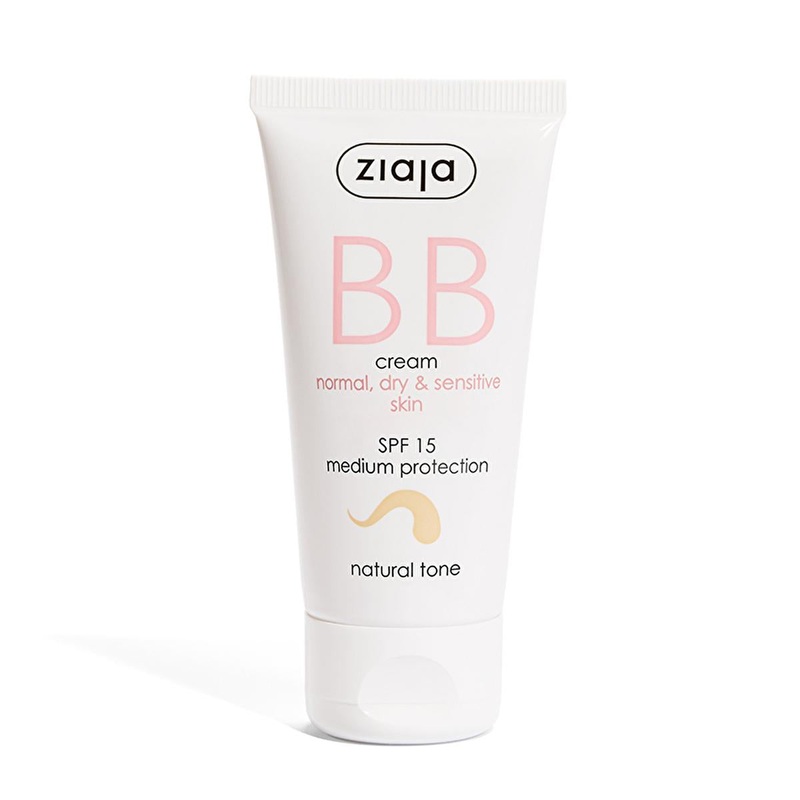 Ziaja Natural BB Cream SPF 15: Hydrating Light Coverage for Dry & Sensitive Skin – Vegan Formula with Hyaluronic Acid