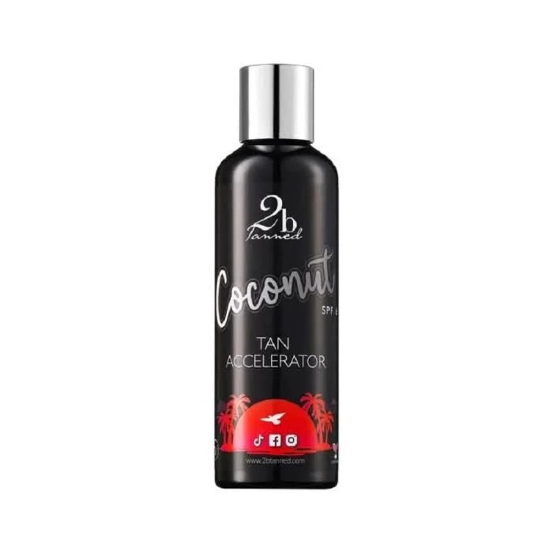 2bTanned Coconut Tan Accelerator SPF6  200ml | Hydrating Bronzing Lotion with Shea Butter & Coconut Oil