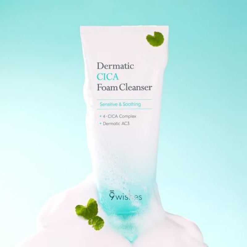 9wishes Dermatic CICA Foam Cleanser  150ml | Gentle, Barrier-Strengthening Cleanser