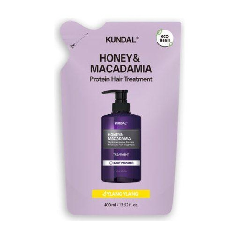 KUNDAL Honey & Macadamia Protein Hair Treatment (Refill)  400ml | Ylang Ylang | Deep Repair & Floral Fragrance for Damaged Hair