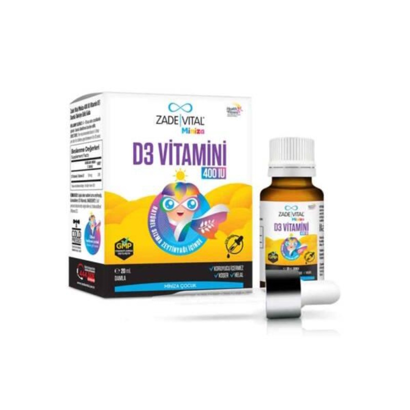 Zade Vital Miniza D3 Vitamin Spray: 400 IU for Kids’ Bone & Immune Health  Easy-to-Use Vitamin D3 Supplement