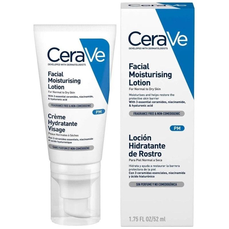 CeraVe PM Facial Moisturising Lotion  52ml | Nighttime Hydration & Barrier Repair for Normal to Dry Skin