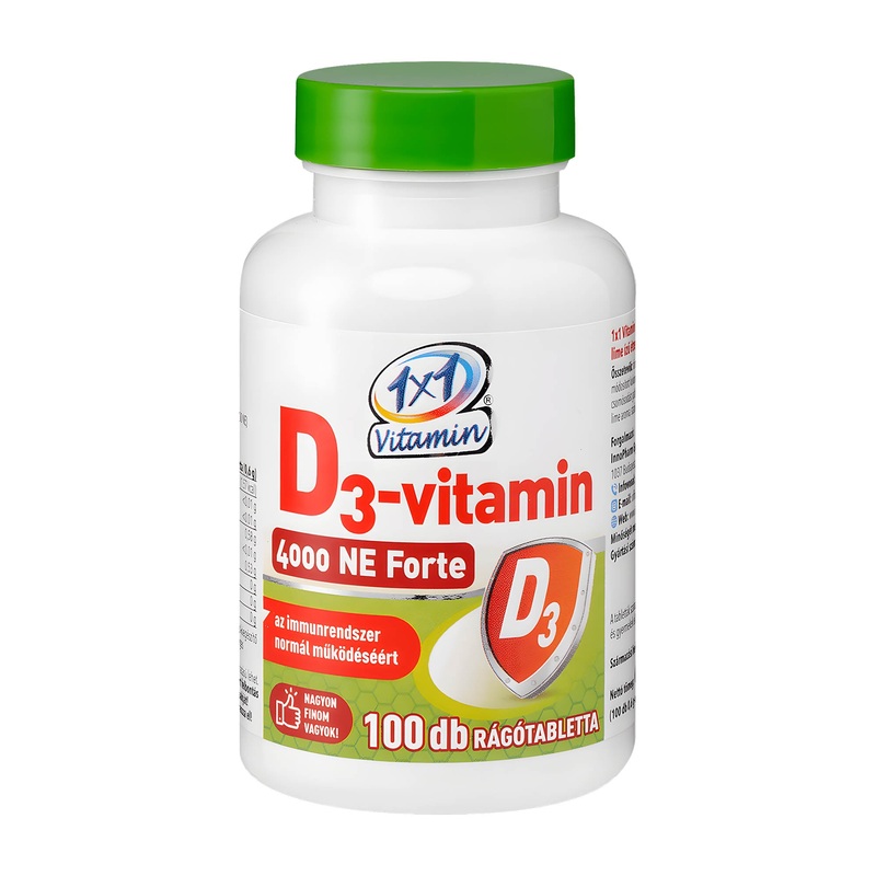 1×1 Vitamin D3 4000 IU Forte Chewable Tablets, 100 Count
