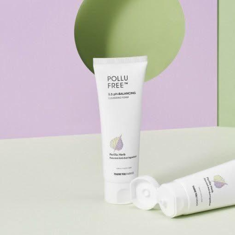 THANK YOU FARMER Pollufree 5.5 pH-Balancing Cleansing Foam  120ml | Gentle, pH-Balanced Face Wash for Sensitive & Pollution-Stressed Skin