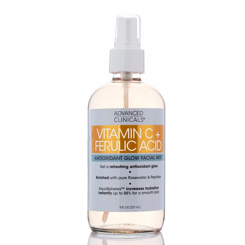 Advanced Clinicals Vitamin C + Ferulic Acid Antioxidant Glow Facial Mist 237ml