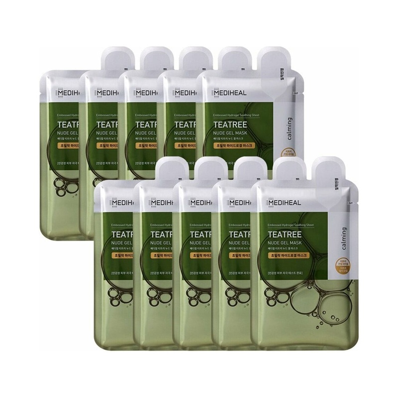 MEDIHEAL Tea Tree Nude Gel Mask Sheet  10 Pack | Soothing & Cooling Hydrogel Treatment
