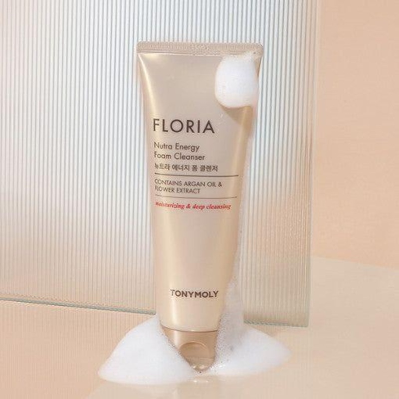 TONYMOLY FLORIA Nutra Energy Foam Cleanser  150ml | Nourishing & Moisturizing Foam Cleanser with Argan Oil & Flower Extracts