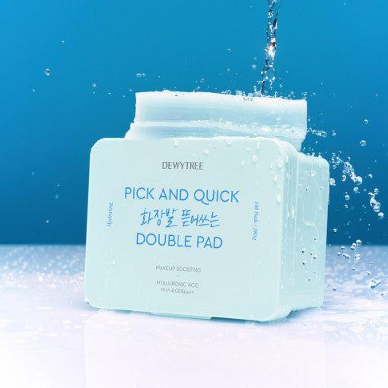 DEWYTREE PICK & QUICK Makeup Boosting Double Pad  100 Pads | Hydrate, Smooth & Prep for Flawless Makeup