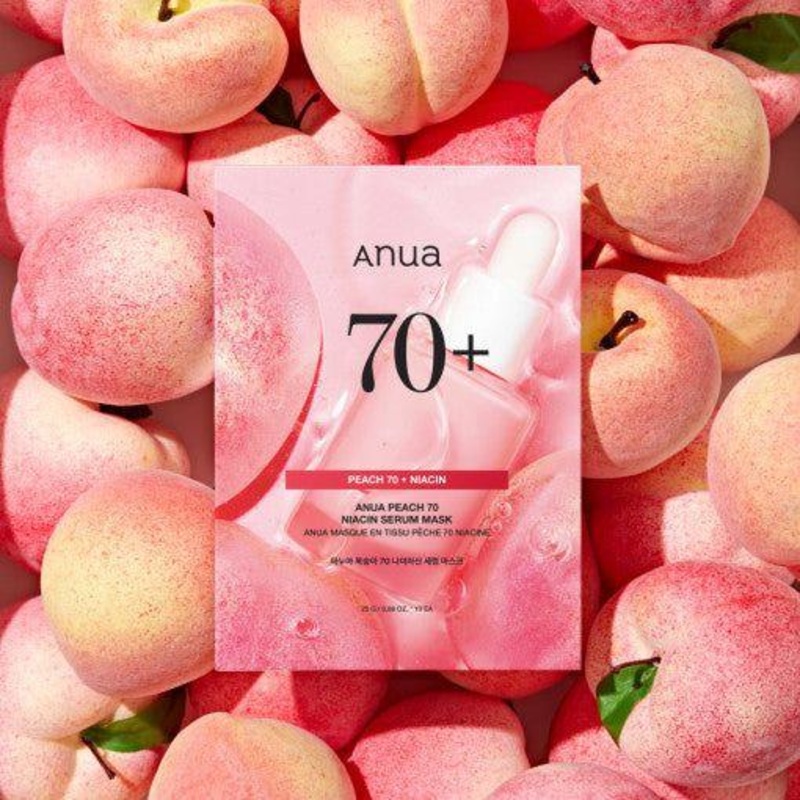 Anua Peach 70 Niacin Serum Mask Sheet (25g x 10)  Brightening & Hydrating Glow Mask