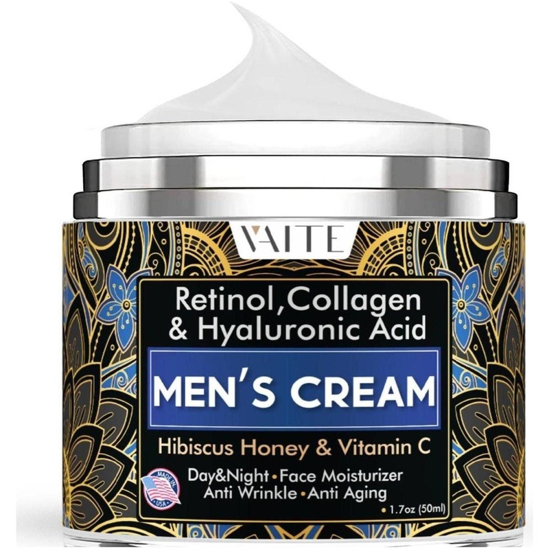VAITE Retinol, Collagen & Hyaluronic Mens Cream  50ml | Anti-Aging Moisturiser for Men with Eye Bag & Wrinkle Care Men’S Cream
