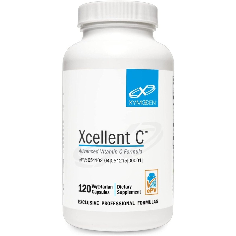 XYMOGEN Xcellent C  120 Capsules | High-Potency Buffered Vitamin C with BioPerine for Immune Support & Collagen Boost