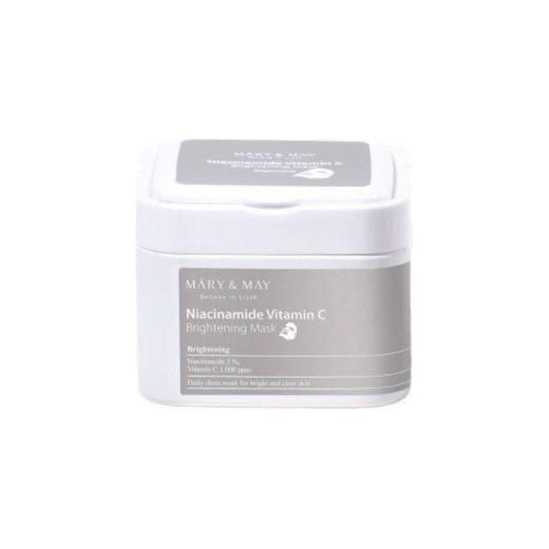 MARY & MAY Niacinamide + Vitamin C Brightening Mask Sheets  30 Masks | Daily Radiance Boost for Even, Glowing Skin