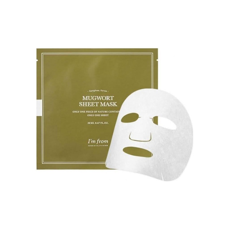 IM FROM Mugwort Sheet Mask  20ml x 10ea | Calming & Hydrating K-Beauty Mask for Sensitive Skin