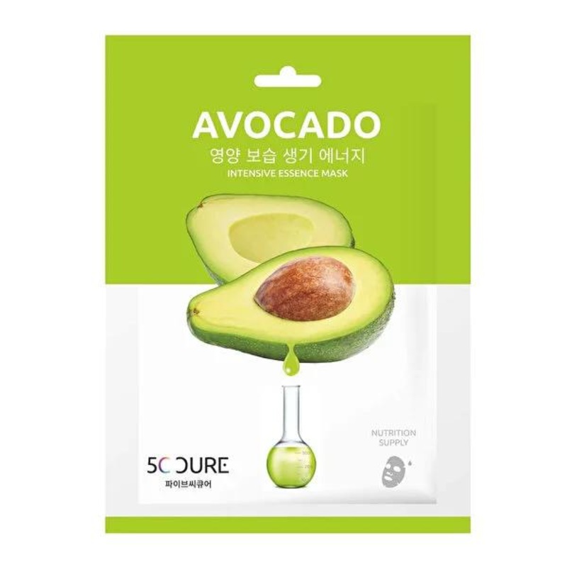 5C Cure Avocado Hydrating Sheet Mask: Deeply Moisturizes, Soothes & Revitalizes Dry Skin – Natural Face Mask for Glowing Skin
