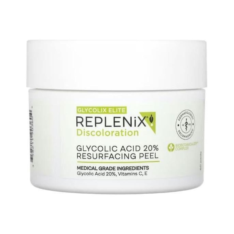 Replenix Discoloration 20% Glycolic Acid Resurfacing Peel Pads  60 Count | Advanced Skin Brightening & Exfoliating Treatment
