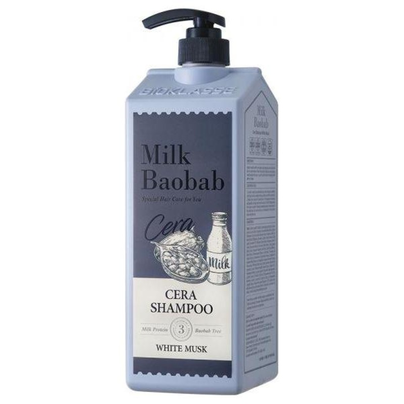 BIOKLASSE MILK BAOBAB Hair Cera Shampoo  White Musk  500ml | pH-Balanced Ceramide Shampoo with Long-Lasting Musk Fragrance