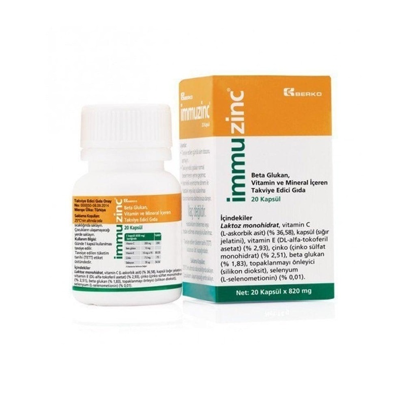 _mmuzinc Immune Support Supplement – 20 Capsules with Vitamin C, Beta Glukan & Antioxidants