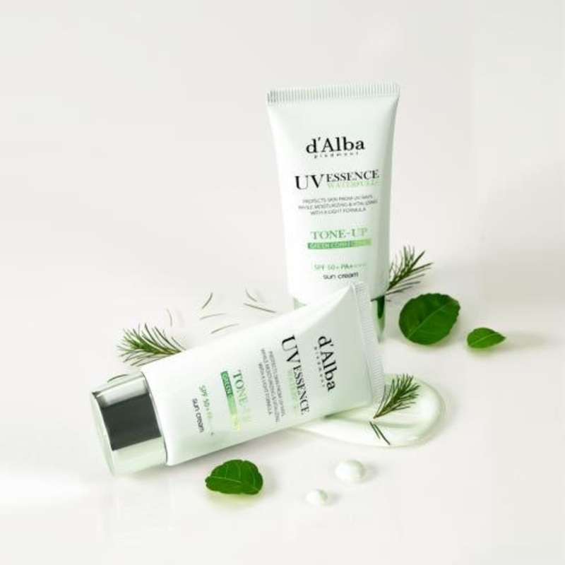d’Alba Clean Tea Tree Liposome Tone-Up Sun Cream (Green) SPF50+ PA++++  50ml | Redness-Correcting Vegan Sunscreen with Calming Green Tone