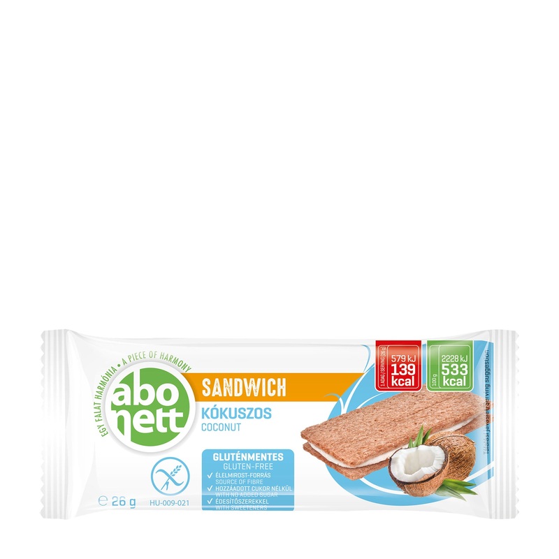 Abonett Sandwich Coconut gluten-free bar, 26 g