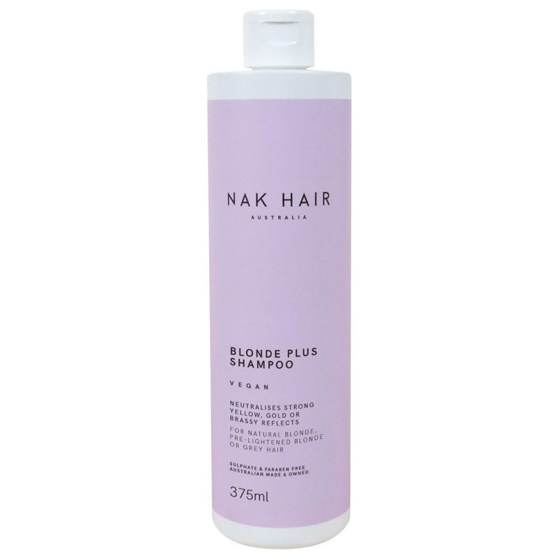 NAK Blonde Plus Shampoo  375ml | Neutralises Brassiness for Cool, Platinum Blonde