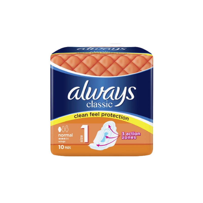 Always Classic Clean Feel Protection Normal Wings10Pads