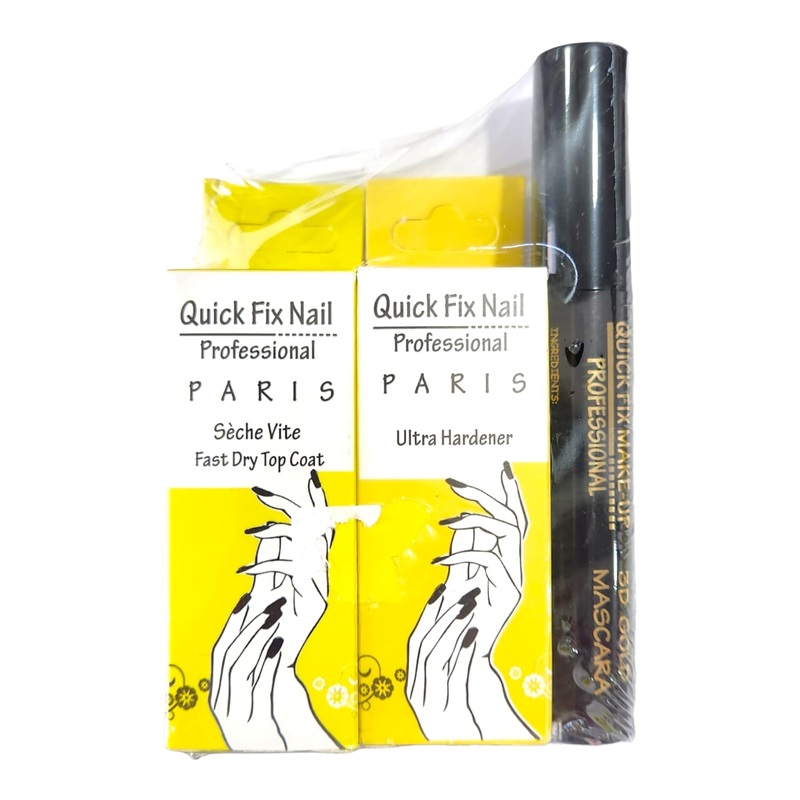 Quick fix ultra nail hardener + fast dry top coat + FREE quick fix 3D mascara