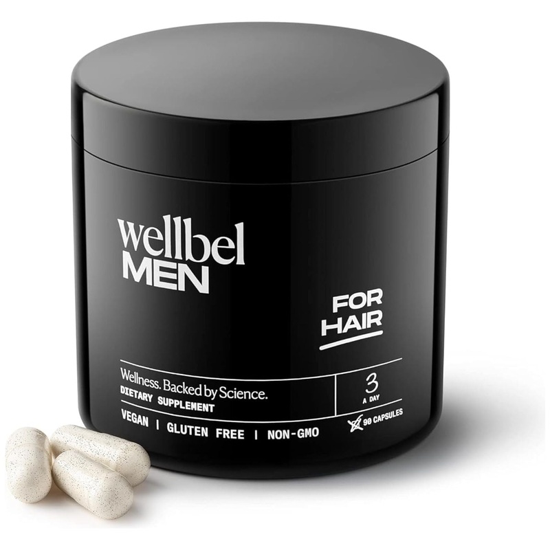 WELLBEL Men Clean Hair Supplement  90 Capsules | Drug-Free Daily Formula to Support Hair Growth & Thickness