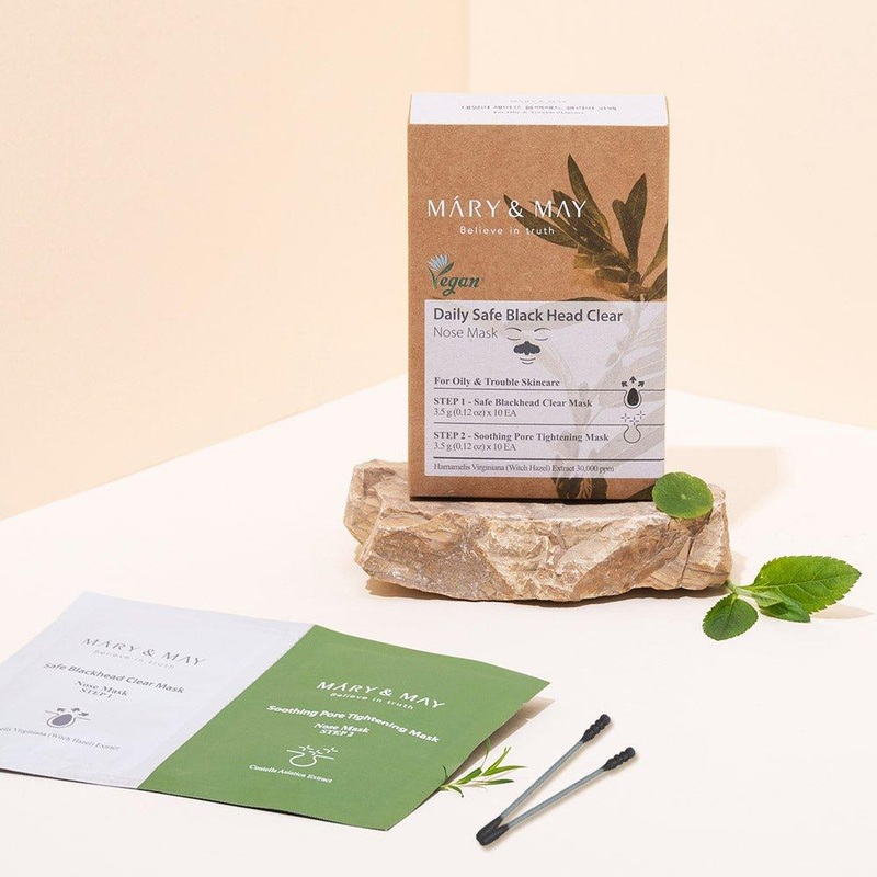 MARY & MAY Daily Safe Blackhead Clear Nose Mask [Step 1 + Step 2] x 10pcs | Gentle 2-Step Blackhead Removal & Pore Care Treatment
