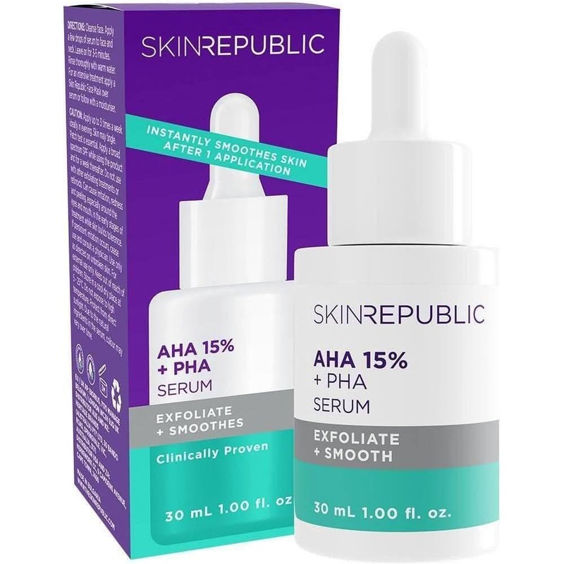 Skin Republic AHA 15% + PHA Serum  30ml | Brighten, Smooth & Refine Texture