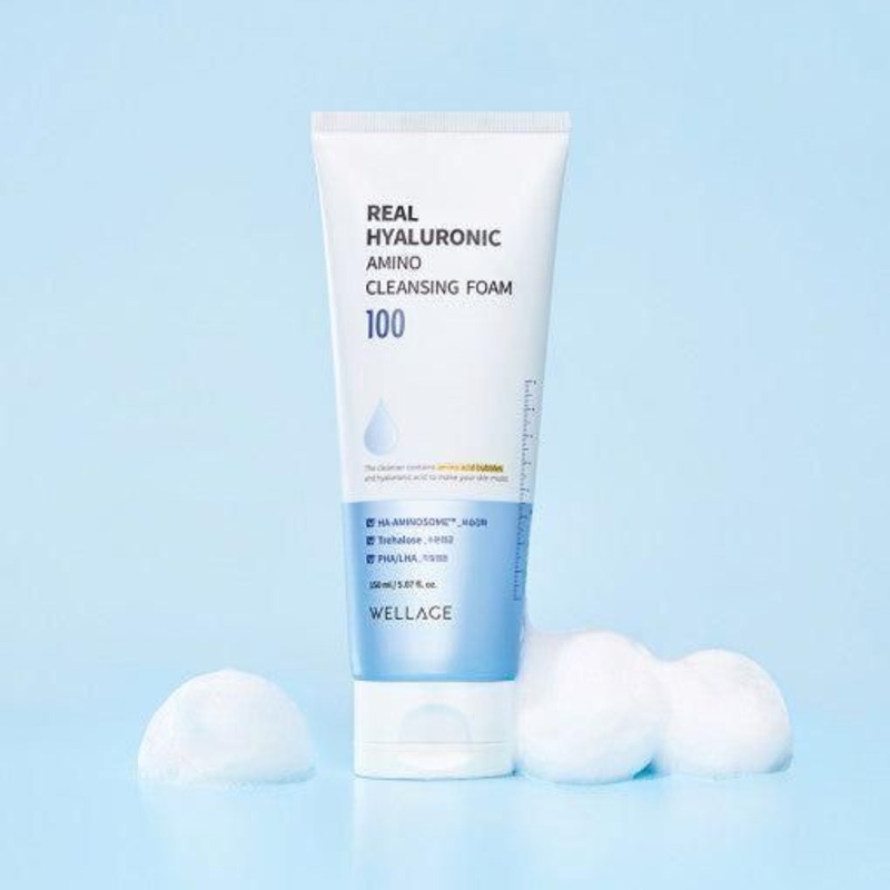 WELLAGE Real Hyaluronic Amino Cleansing Foam  150ml | Gentle Deep Cleanse & Hydration