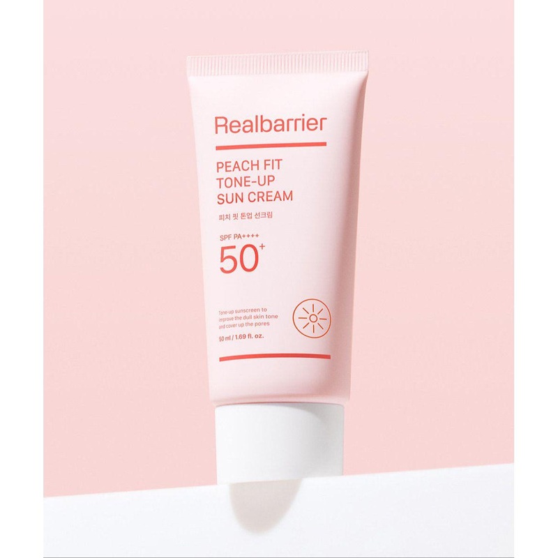 Real Barrier Peach Fit Tone-Up Sun Cream  40ml | SPF 50+ PA++++ Brightening & Protective Daily Sunscreen