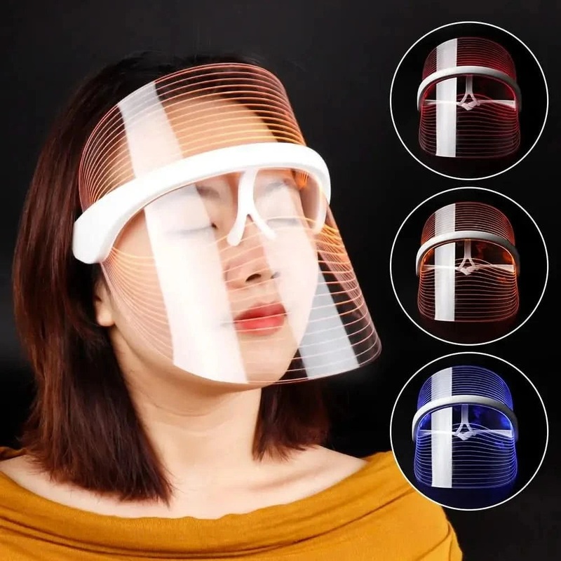 3 Colors LED Light Anti-aging Therapy Face Mask 3 Color-USB Recharge 20*17cm/7.87*6.69in