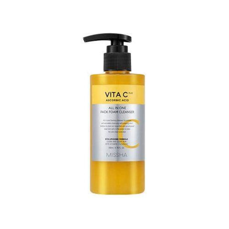 MISSHA Vita C Plus All In One Pack Foam Cleanser  200ml | Deep Pore Cleanse & Brightening Foam with Vitamin C