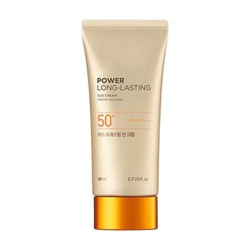 THE FACE SHOP Power Long-Lasting Sun Cream SPF50+ PA+++ – 80ml | Water-Resistant & Skin-Perfecting UV Protection