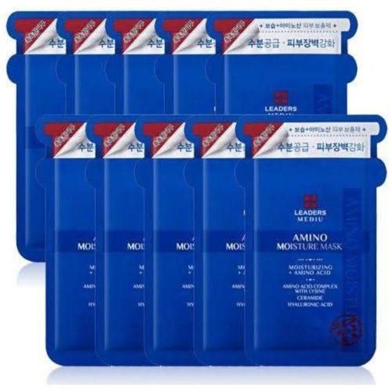 LEADERS MEDIU Amino Moisture Mask – 25ml x 10ea | Deep Hydration & Skin Barrier Repair