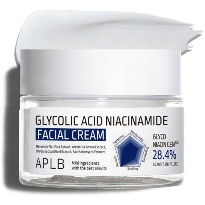 APLB Glycolic Acid Niacinamide Facial Cream  55ml | Brightening & Smoothing Daily Moisturiser